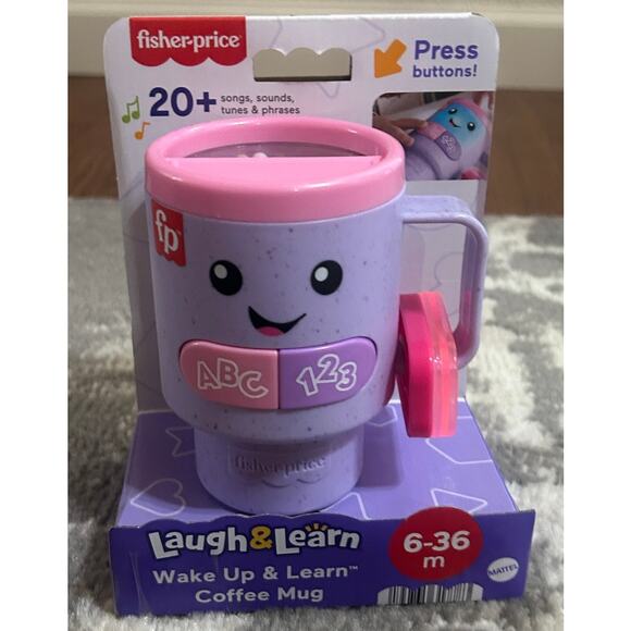 Fisher-Price Purple & Pink Laugh & Learn Wake Up & Learn Coffee Mug (NEW) - Picture 1 of 2